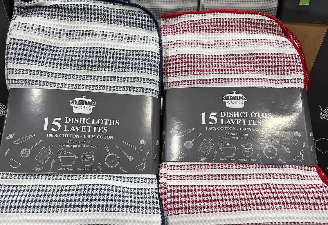 Kitchen Works Cotton Dish Cloths, 15PK