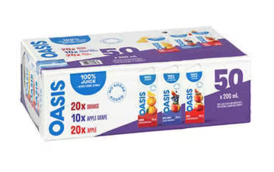 Oasis 100% Juice Assorted Flavours - 50 Pack