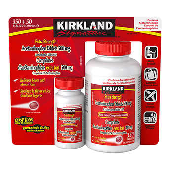 Kirkland Signature Extra Strength Acetaminophen Easy Tablets 500 mg 350 + 50 tabs