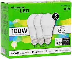 Luminus Non Dimmable LED A19 Light Bulbs