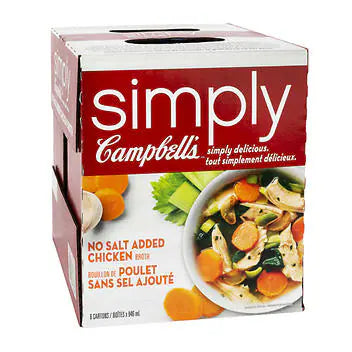 Simply Campbell’s No Salt Added Chicken Broth, 6 x 946 mL