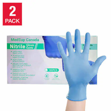Medsup Nitrile Gloves, 2-pack, 100 count, Medium