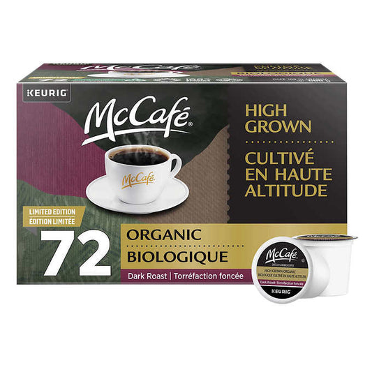 McCafé High Grown Organic K-Cup Coffee Pods Dark Roast 72 count