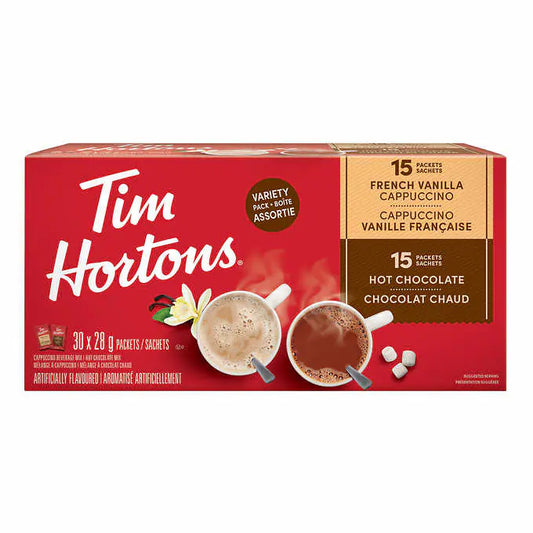 Tim Hortons Hot Chocolate and French Vanilla Cappuccino Variety Pack, 30-count*