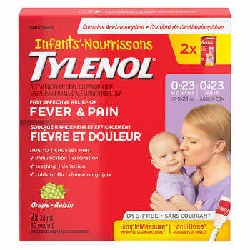 Infant's Tylenol Pain Reliever Grape Drops - 24mL, 2-pack