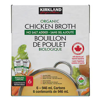 Kirkland Signature Organic Chicken Broth, 6 x 946 mL