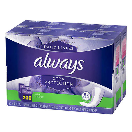 Always Daily Xtra Protection Long Liners 4 packs of 50