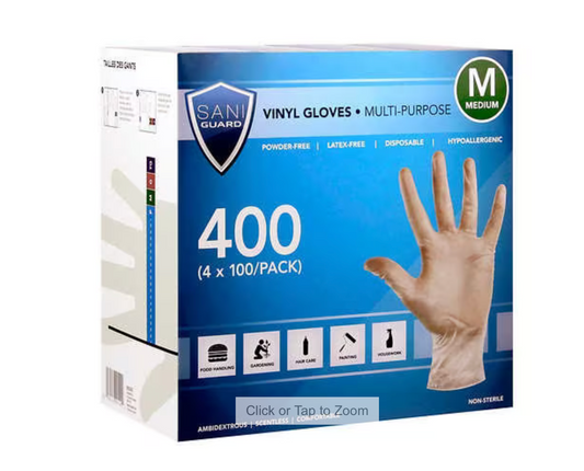 Sani Guard Medium Vinyl Gloves 4 packs of 100