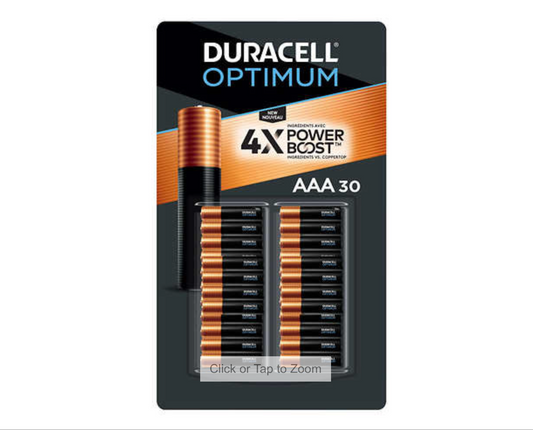 Duracell Optimum Power Boost AAA Batteries Pack of 30