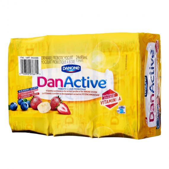 DANONE DAN ACTIVE Drinkable Probiotic Yogurt 1.5%, 24 X 93 Ml