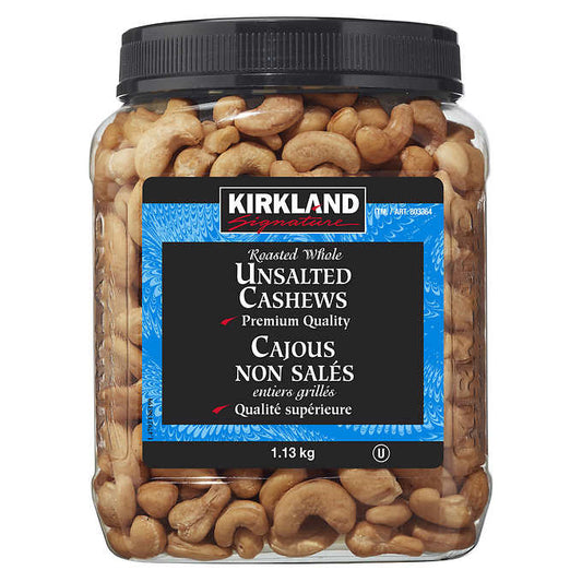 Kirkland Signature Unsalted Roasted Whole Cashews