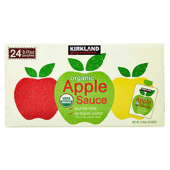 Kirkland Signature Organic Applesauce, 3.17 oz, 24-count