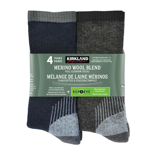 Kirkland Signature Men’s Merino Wool Sock, 4-pack